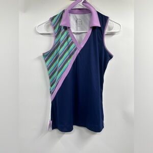 Womens Slazenger Multicolor Polyester V Neck Sleeveless Polo Golf Top Size XS